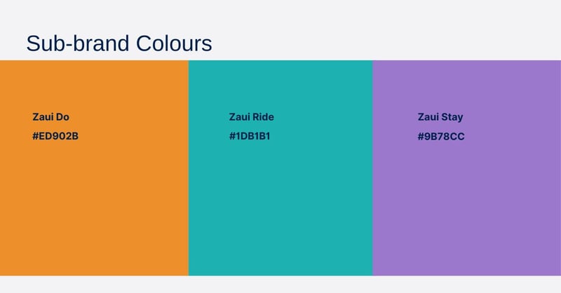 Zaui Sub brand colours